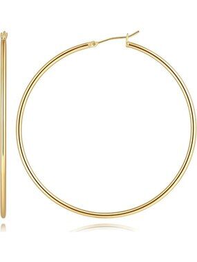 Elegant 14K Gold Hoop Earrings for Women - Stylish & Versatile Jewelry Accessory